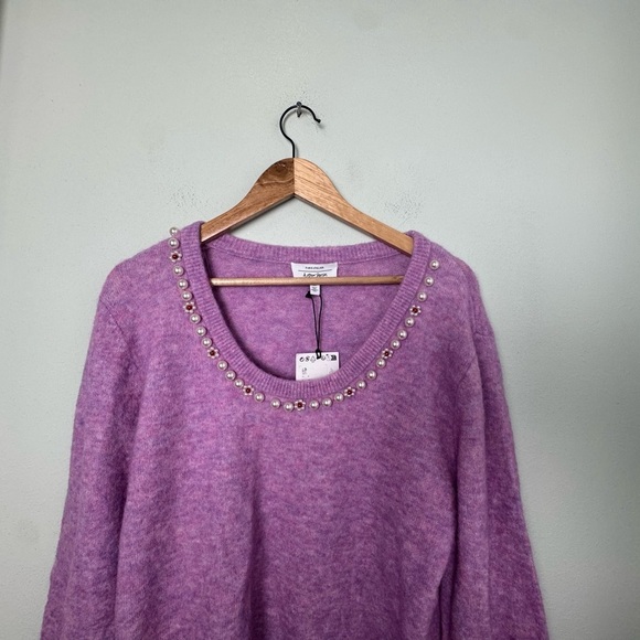 NWT Paris Atelier & Other Stories Pullover Pearl-Beaded Knit Sweater in Lilac M - Picture 8 of 16